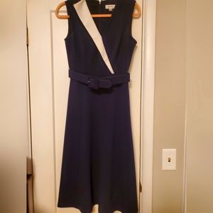 Calvin Klein Midi Navy Blue with Belt work dress Sz 2